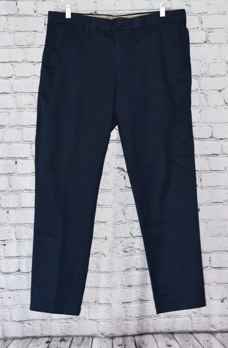 Banana Republic Mens 38x32 Navy Blue Slim Fit Flat Slacks Pants